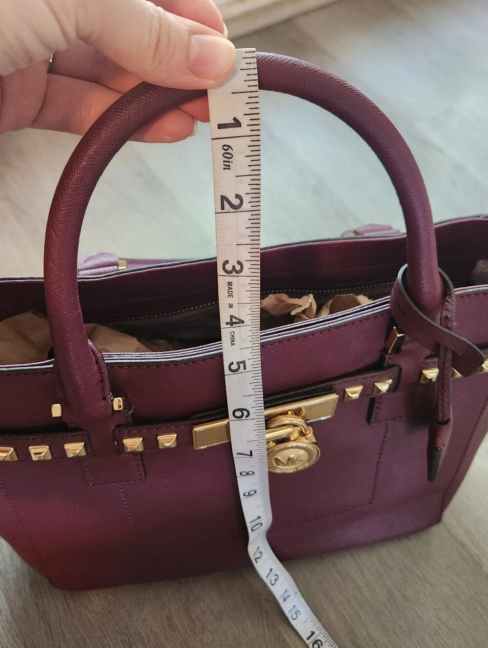 Michael Kors Hamilton Traveler tote purple glam corporate rock edgy business - Picture 6 of 14